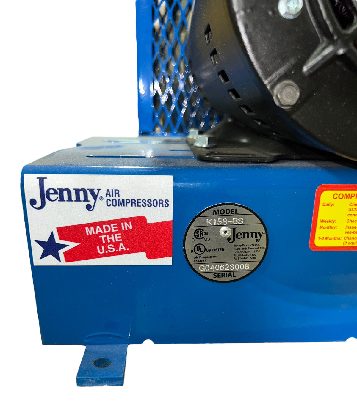 Jenny K15SBS Fire Sprinkler Air Compressor, 11/2 HP With Minor