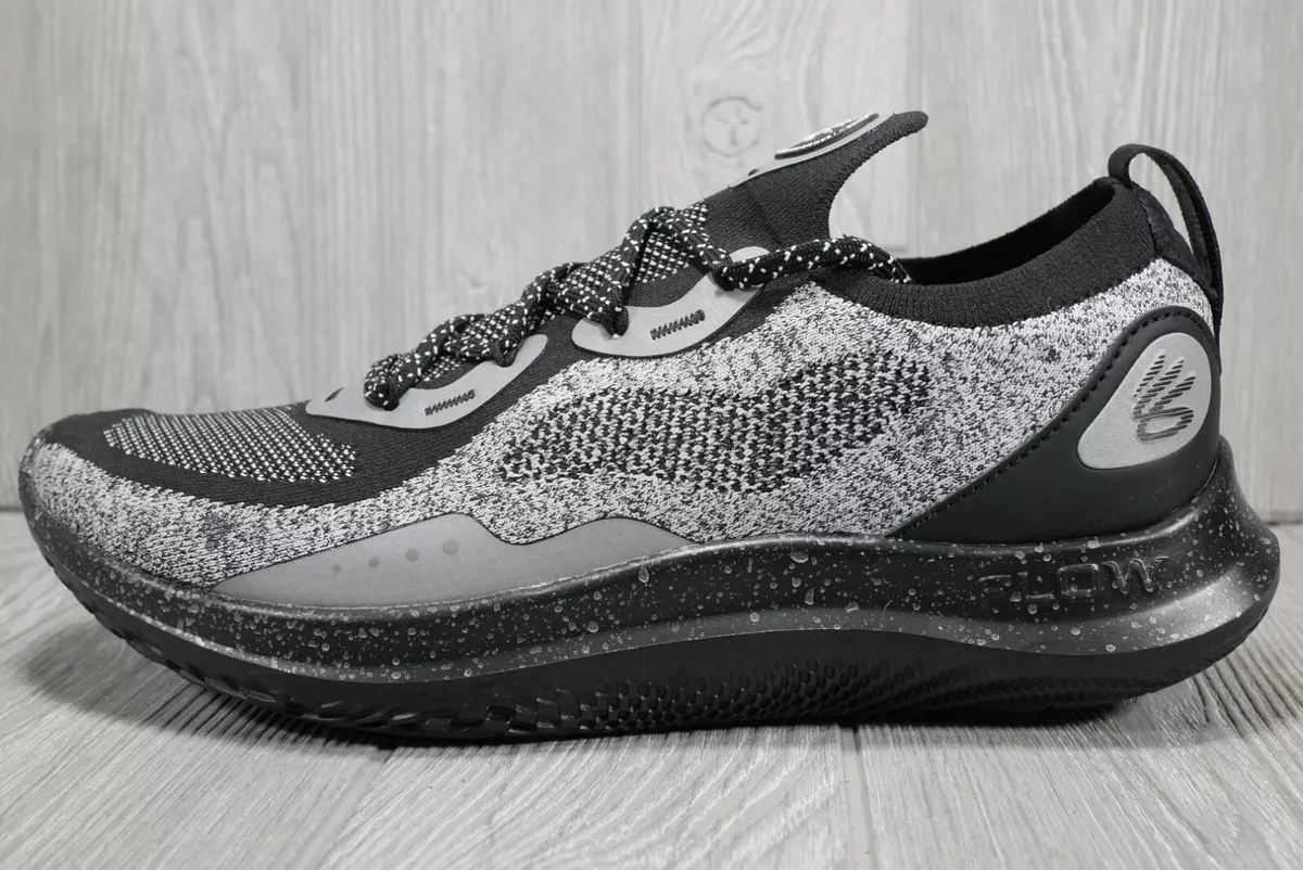 Under Armour Curry Flow Go Black White Running Shoes 3023814 007 Mens Size 11.5