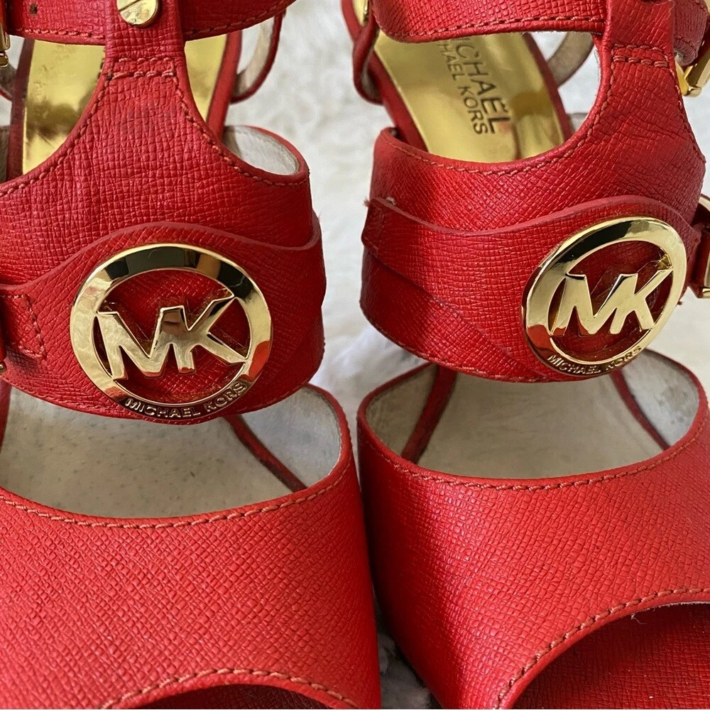 Red michael kors sandals clearance