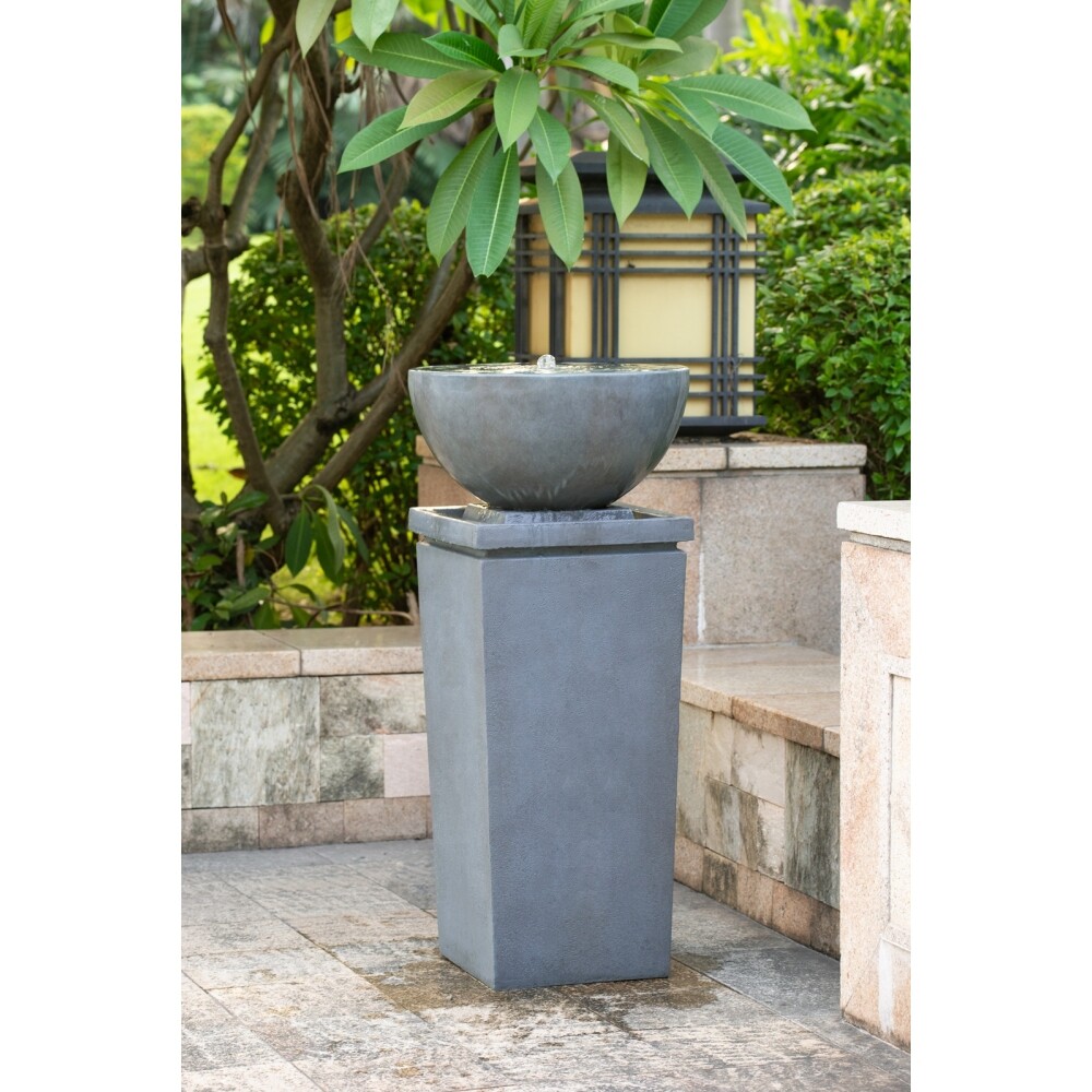 Outdoor Zen Fountain&ndash; Polyresin Bowl Bird Feeder/Bath &ndash; 