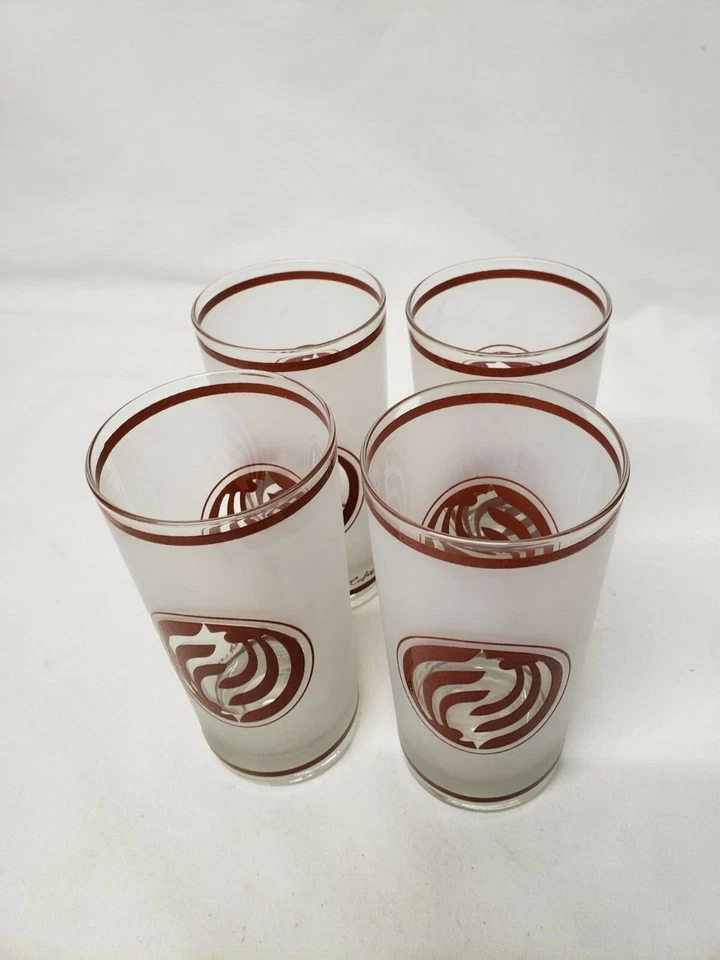 Vasos de Colección, Culver Vidrio Esmerilado con Patrón Rojo MCM Foto 3 de 4