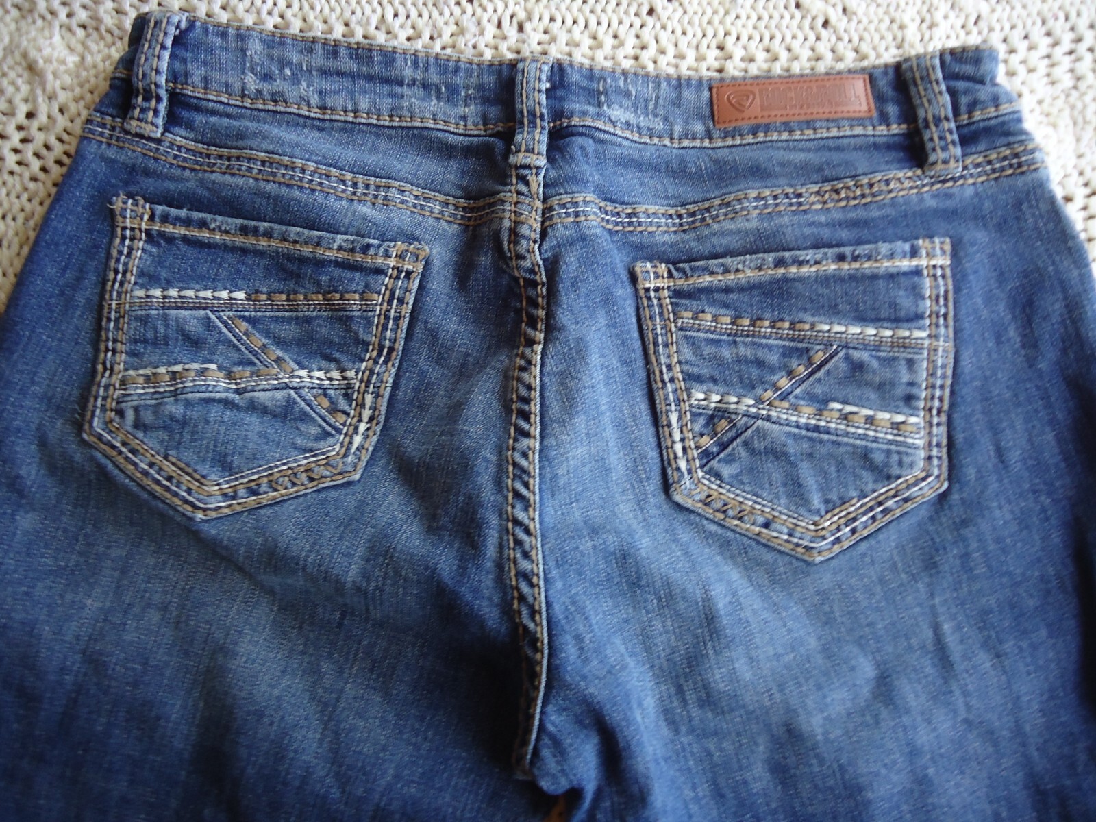 Rock & Roll Denim Women's Mid Rise Relaxed Straight Jeans Size 30/30 stitching