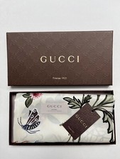 Gucci Scarf with Gift Box GG Logo Kris Knight Floral Ivory Multicolor Silk Wrap