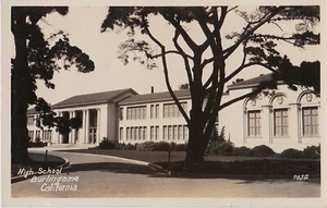 Burlingame, Calif. High School abt. 1924 Real Photo on Postcard