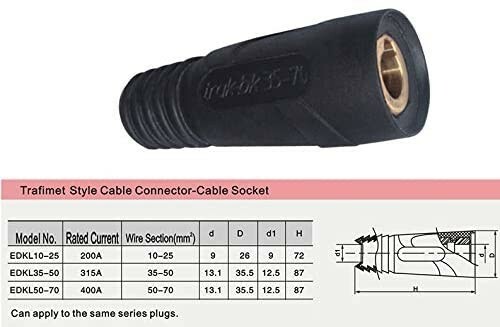 Par de conectores rápidos de unión de cables de soldadura estilo DINSE 100-200 amperios 16-25 SQ-MM juego de 2 - Imagen 4 de 8