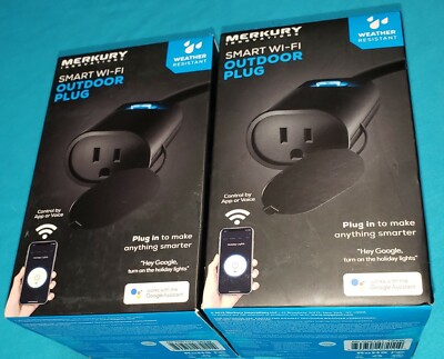 2 Merkury Innovations Indoor/Outdoor Smart WiFi Plugs NEW SEALED *FREE SHIPPING*