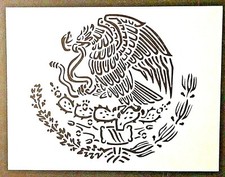 Stencil Mexico Mexican Flag Emblem Eagle 8.5" x 11"  Reusable Flexible Plastic