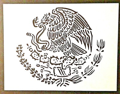Stencil Mexico Mexican Flag Emblem Eagle 8.5'' x 11''  Reusable Flexible Plastic