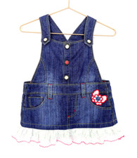 Baby Girl's Blue Denim Dress/Pinafore with Red Trims - Size 0 - Brand: Target