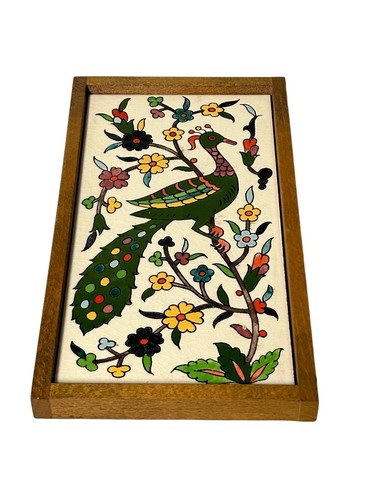 Famous Karakashian Jerusalem 9"x5" Tile Art Peacock Armenian Ceramic Tile Israel - Picture 2 of 8