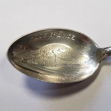 Sterling Silver Souvenir Spoon - Hoosier Slide Michigan City - Engraved - FL0864
