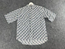 Vintage Sostanza Shirt Mens Medium Paisley White Blue Button Up Relax Fit N308