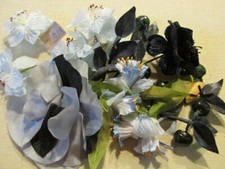 Vintage Millinery Flower Collection Blue Gray Black 1-4" German H2957