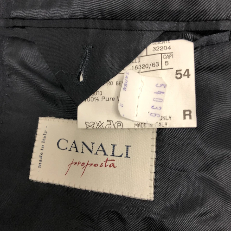 Canali Proposta Dark Navy BLUE Sport Coat GRID Check Jacket Wool Blazer 44 R - Image 2 of 4