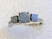Australian boulder opal triplet 1.26 CTW Zircon size 8 ring platinum over silver