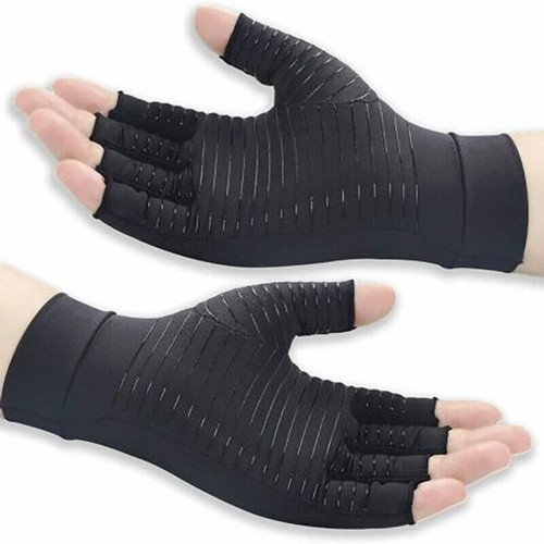 Non-slip Half Finger Joint Gloves Copper Fiber Pressure Gloves Anti Arthritis  - Picture 4 of 13