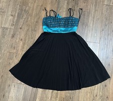 Taboo Womens Black Blue Sparkle Babydoll Knee Length Dress XL