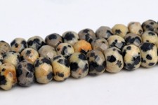 6x4MM Natural Dalmatian Jasper Grade AAA Faceted Rondelle Loose Beads 15"