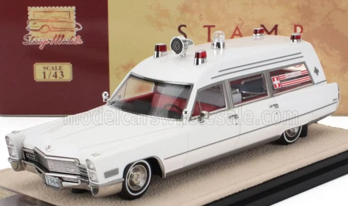 wonderful resin-modelcar 1/43 CADILLAC MILLER-METEOR-AMBULANCE 1968 - white