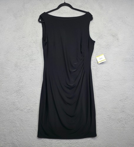 Anne Klein Kleid Damen 14 schwarz drapiert gerafft minimalistisch Cocktail Party Abend