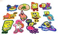 2002 Viacom SpongeBob SquarePants Set of 12 Large 3"x3" Glitter Die Cut Stickers
