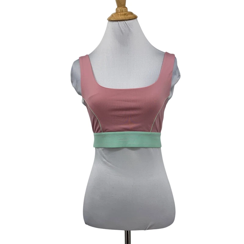 fabletics woodrose medium impact piped yoga tank-bra