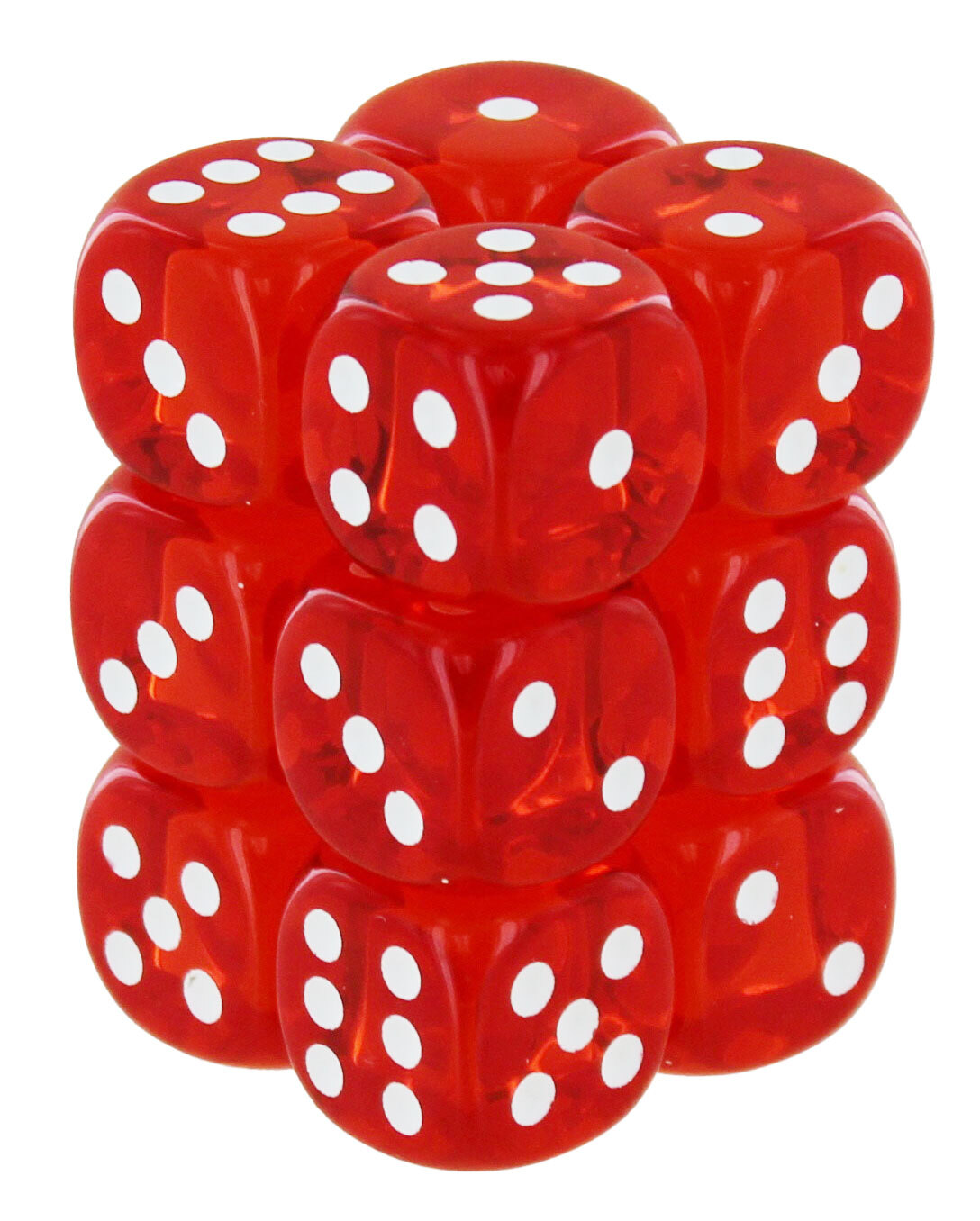 Шахматные кости d6: Полупрозрачный оранжевый/белый кубик - Набор из 12 кубиков