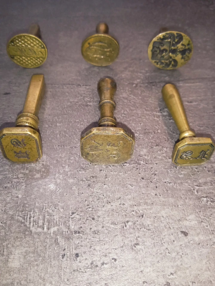 collection of 6 pieces of brass  antique victorian seal - Image 3 of 4
