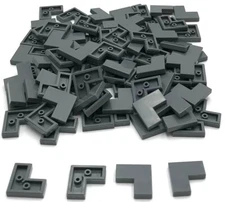 Lego 100 New Dark Bluish Gray Tiles Flat Smooth 2 x 2 Corner Parts
