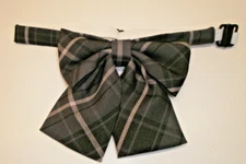 Plaid Black Elastic Pre Tied Bow Tie Adjustable Womens Hostess, Server, Hotel