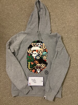 Used A Bathing Ape BAPE Dragon Ball Z Milo Pullover Men's Hoodie Grey Size Large