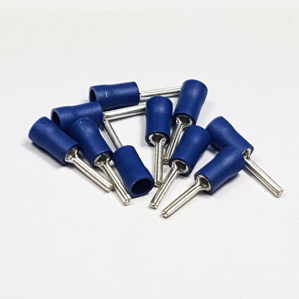 Insulated Blue Straight Pin Terminal Connector Terminals Crimp Electrical - Image 2 of 3