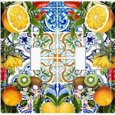 Metal Light Switch Cover Wall Plate Colorful Flower Mosaic Tile Pattern TIL022