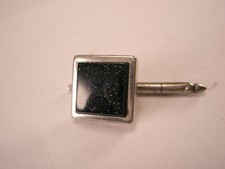 SINGLE 1 3/8" Speckled Black Square Sterling Vintage Forml Tux Shirt Stud b108
