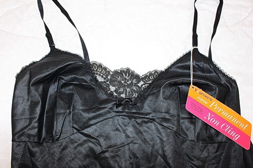 Vintage Dead Stock - Warner's Permanent Non-Cling Full Slip, USA, Black, sz 38 - Picture 3 of 10