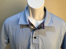 Robert Graham Men's light blue w/ contrasting collar golf polo shirt Small S EUC