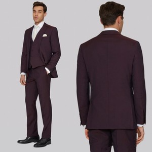 Plum Men Wedding Suit Groom Tuxedo Formal Business Slim Fit Mens Image Is Loading Plum Men Wedding Suit Groom Tuxedo Formal