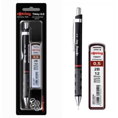 2 pcs Set Black Rotring Tikky Mechanical Pencil with Leads 0.5/Mechanical Pencil