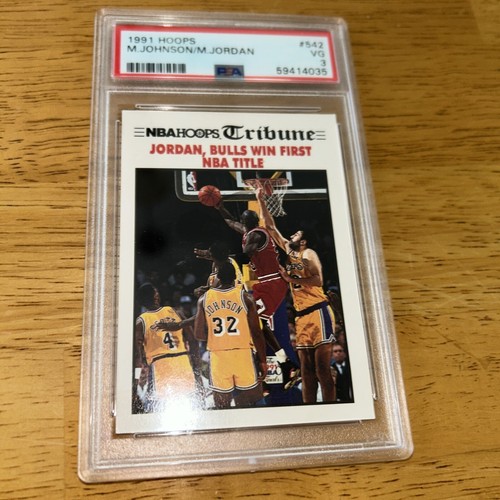 1991-92 Hoops 542 Tribune Michael Jordan Win First Title PSA 3 NBA Chicago Bulls