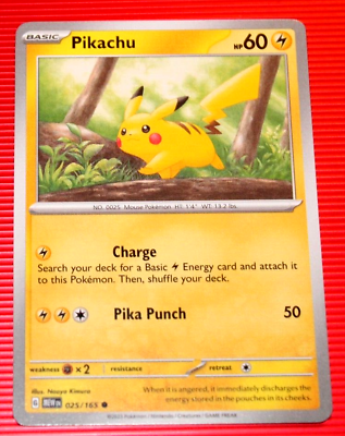 Pikachu HP60 2023 Collectible Pokemon Trading Card No. 025 Pikachu HP60 2023 Collectible Pokemon Trading Card No. 025