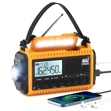 NOAA Emergency Weather Radio 5000mAh Solar Hand Crank USB Charger LED