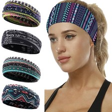 Print Boho Wide Sports Yoga Headband Stretch Hairband Elastic Hair Band Turban