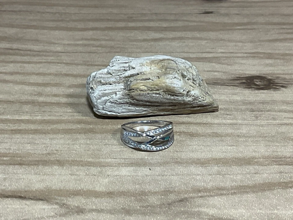 Italian IBB Sterling Silver 925 Diamond Cluster Infinity Ring Size 7 - Image 3 of 4