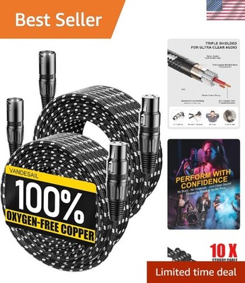 Versatile 30ft XLR Cables for Microphone & Mixer - 2 Pack, High-Fidelity Sound
