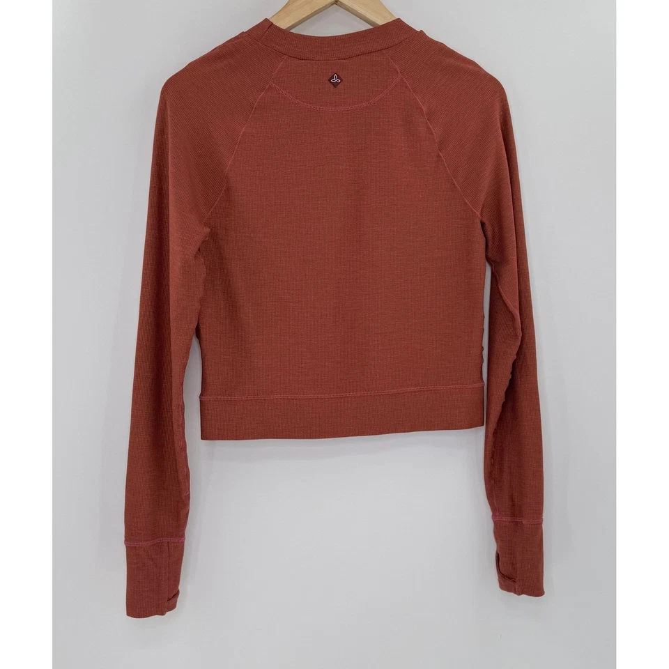 PrAna Pullover Rojo/Naranja Acanalado Crop Top Ropa Activa Camisa XS Sostenible Foto 2 de 4