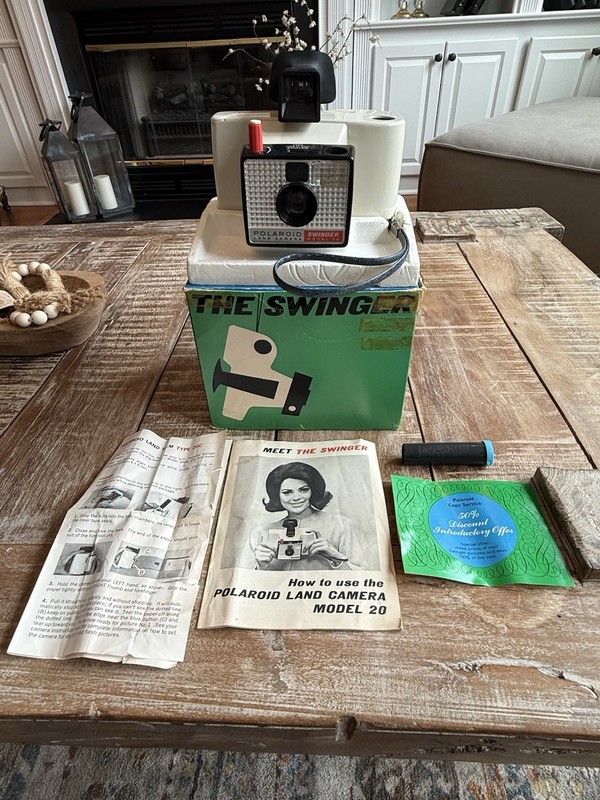 Vintage Polaroid The Swinger Model 20 Land Camera Original Box Manual (Untested)