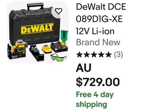 DeWALT 12V 3 x 360° Cordless Green Beam Line Laser Level Kit 2AH DCE089D1G-XE - Picture 2 of 8