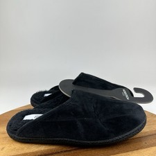 New Womens Nordstrom Rack Black Faux Suede Shearling Slip On Slippers Size 7 - 8