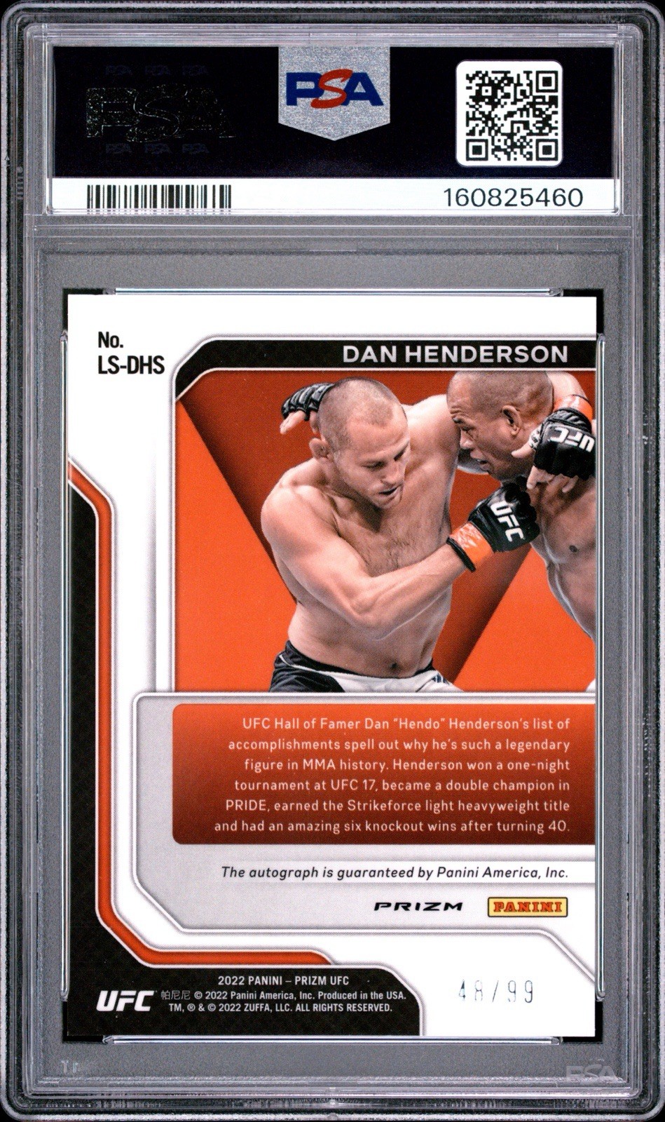 2022 Panini Prizm UFC Dan Henderson Legendary Red Auto /99 PSA 7 POP 1 view 2