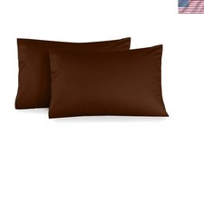 600 Thread Count Sateen Pillowcases in Rich Chocolate - 2 Standard/Queen Size